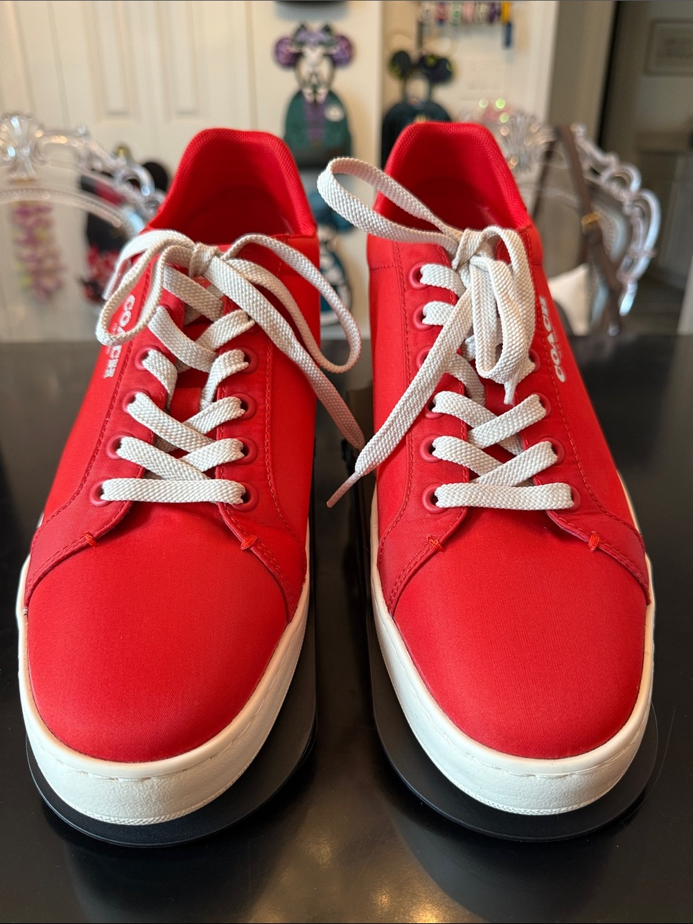 Coach Red Low-Top Sneakers with White Laces